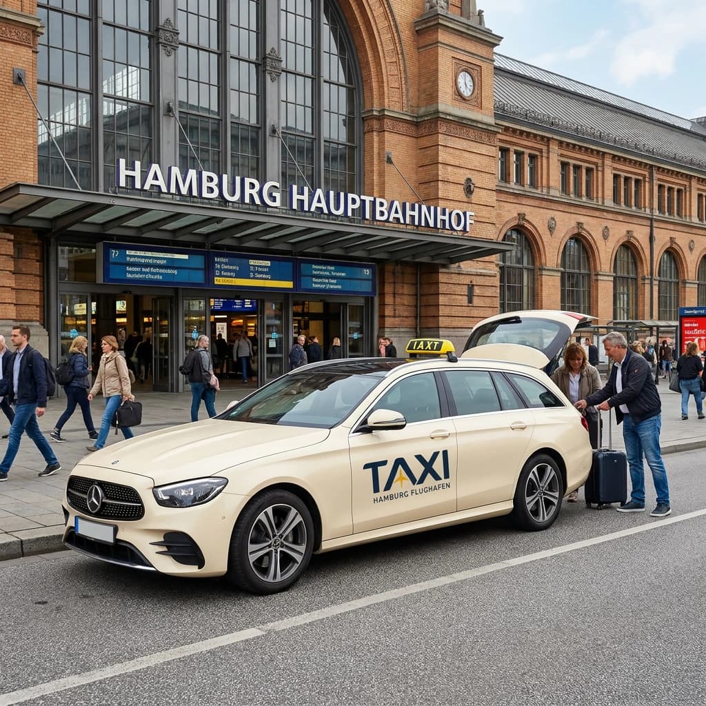 Taxi Hamburg Flughafen zum Hauptbahnhof — Taxi vor dem Hamburger Hauptbahnhof